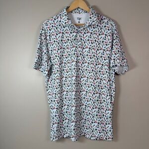 1764 Mens‎ Med All Over Print Lobster & Beer Golf Polo Shirt Novelty Activewear